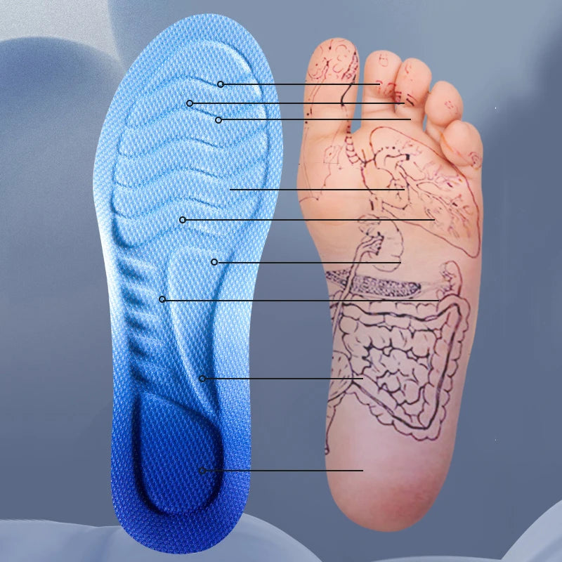 4D Cloud Technology Sports Palmilhas para Sapatos, PU Sole, Macio, Respirável, Absorção de Choque, Almofada, Corrida, Cuidados Ortopédicos