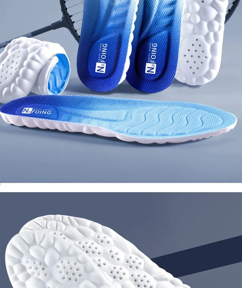 4D Cloud Technology Sports Palmilhas para Sapatos, PU Sole, Macio, Respirável, Absorção de Choque, Almofada, Corrida, Cuidados Ortopédicos